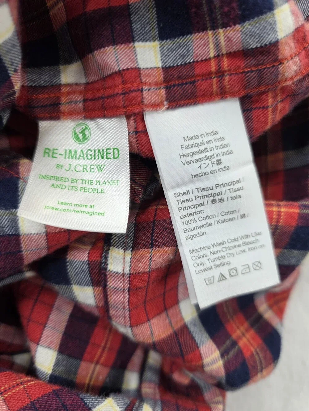 J.Crew Men's Re-Imagined Red Plaid Button Down Shirt Size Medium A-3740